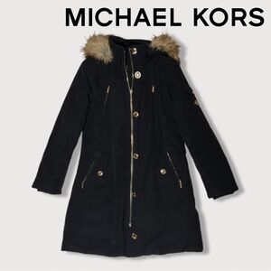 Michael Kors Black Faux Fur Hood Down Coat